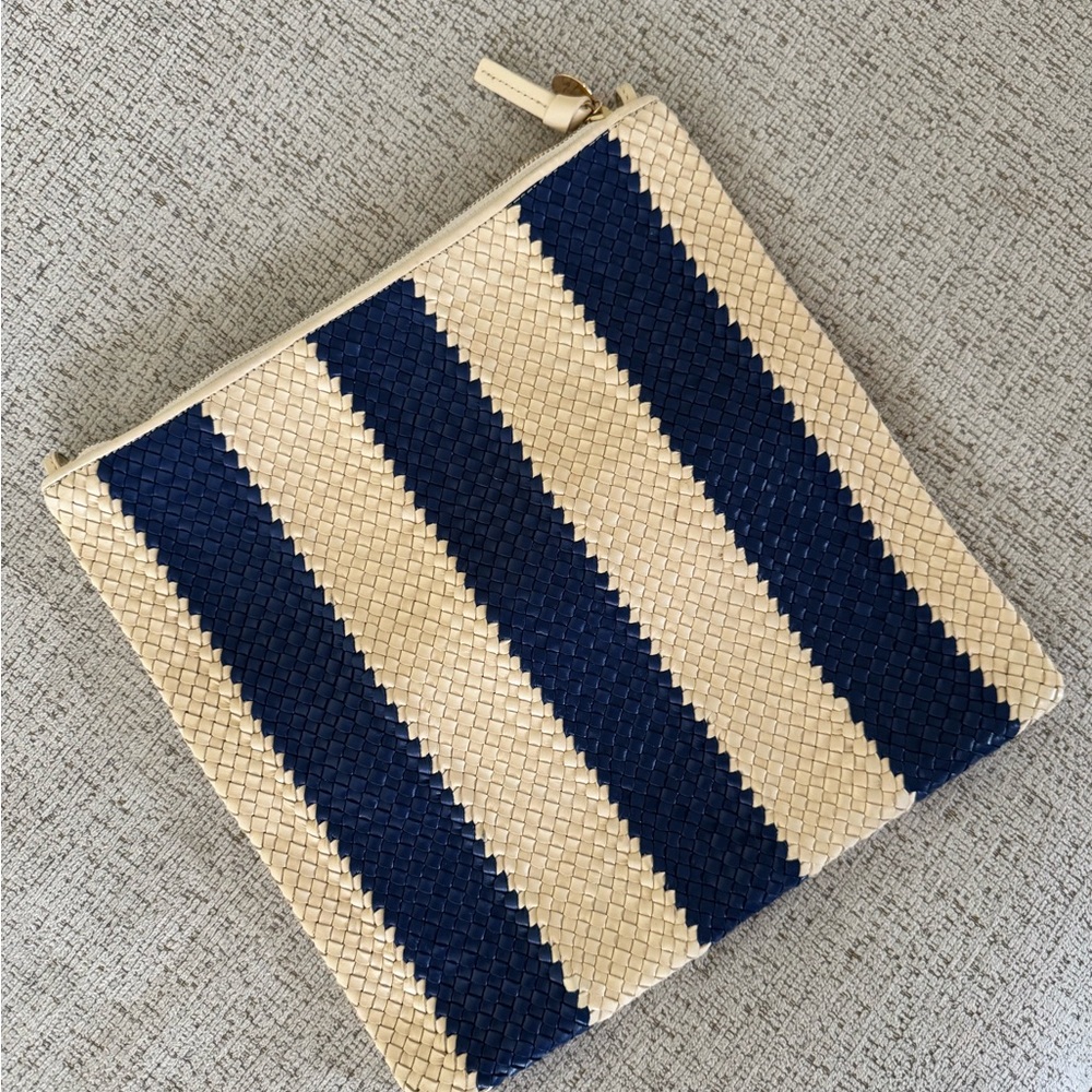 Clare V. Striped Woven Clutch
